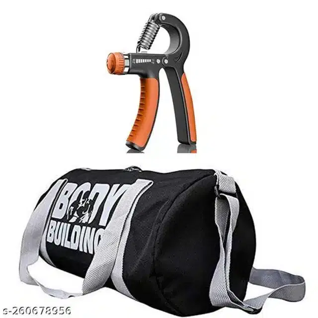 Combo of Gym Bag with Hand Gripper, Multicolor, Set of 2