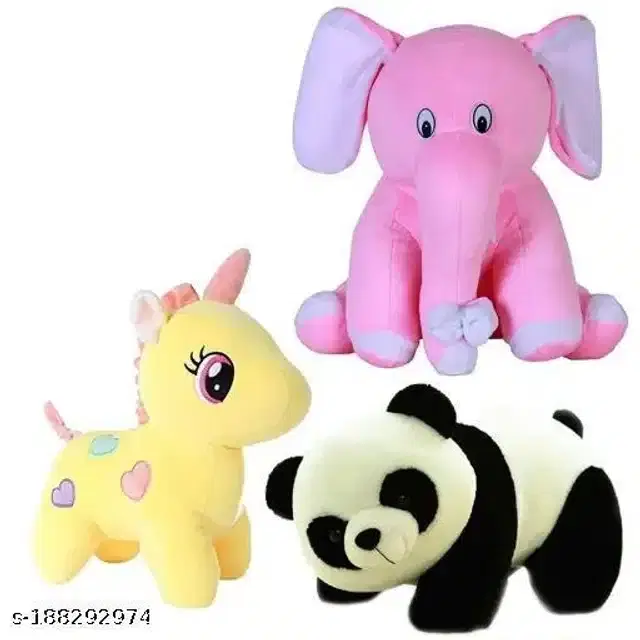 Stuffed Toys for Kids, Multicolor, Pack of 3