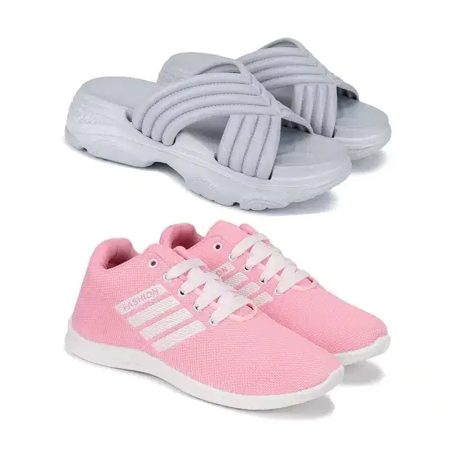 Combo of Sliders & Casual Shoes for Women, Pack of 2 (Multicolor, 4)