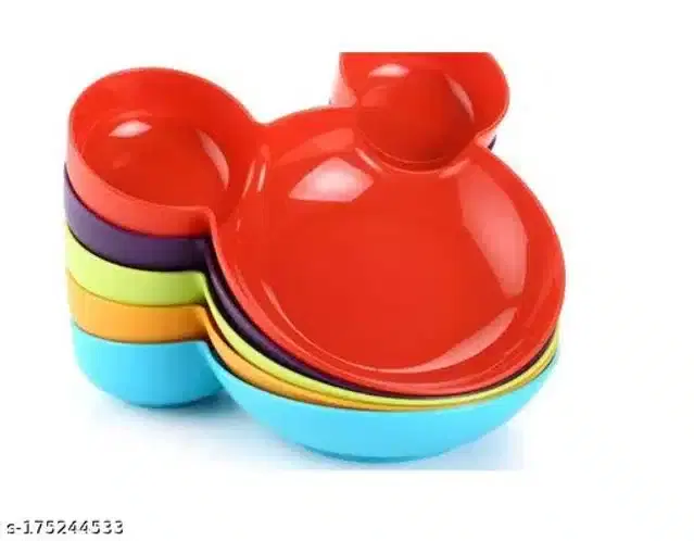 Mickey Shaped Snack Serving Plate, Multicolor, Pack of 6