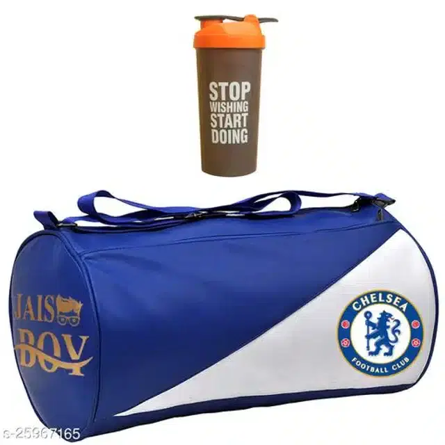 Combo of Gym Bag with Shaker Bottle, 600 ml, Multicolor, Set of 2