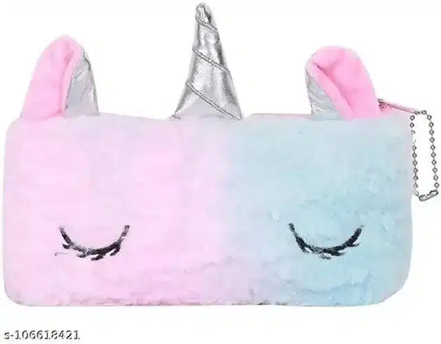 Unicorn Fur Pouch for Girls, Multicolor