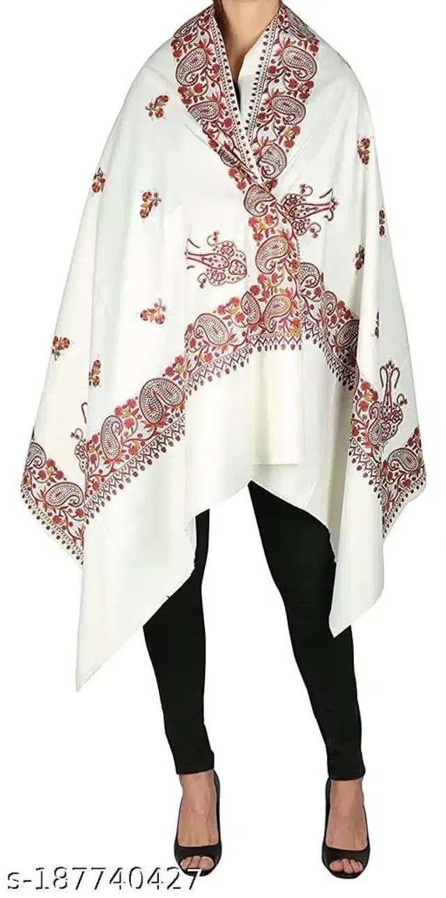 Woolen Shawl for Women, White (2 m)