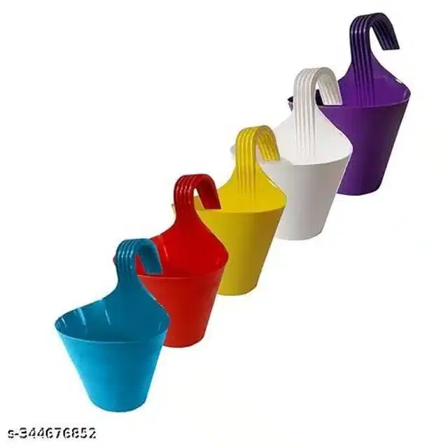 Plastic Hanging Planters, Multicolor, Pack of 5