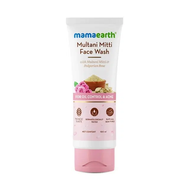 Mamaearth Multani Mitti Face Wash with Multani Mitti & Bulgarian Rose For Oil Control & Acne 100 ml