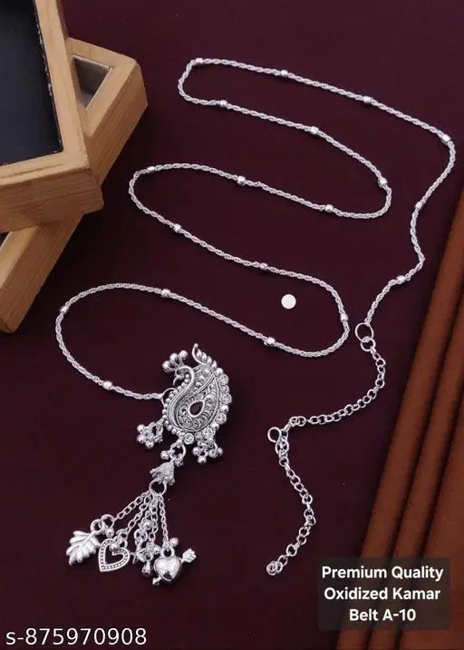Kamarband for Girls and (Silver, Free Size)