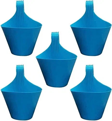 Plastic Hanging Plant Pots, Mulitcolor, Pack of 5