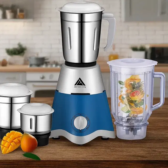 ATHOTS 750 W Mixer Grinder with 4 Jars, White & Blue