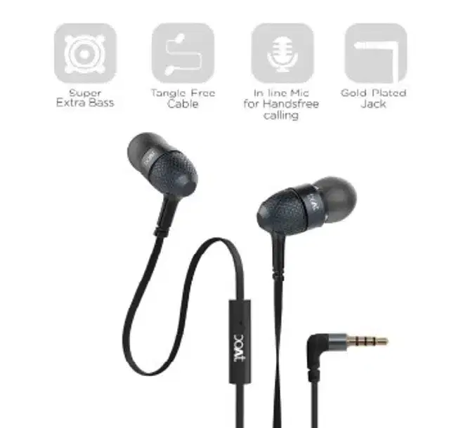 Boat Bassheads 225 in-Ear 3.5 mm Wired Earphone with Mic, Black