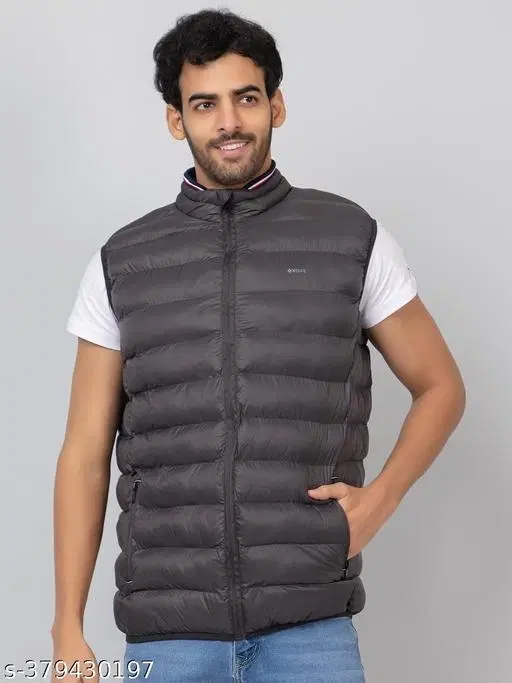 Cotton Blend Half Sleeves Jacket for Men (Dark Grey, M)