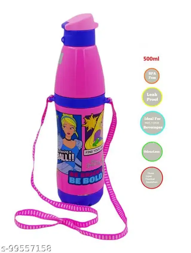 Plastic Water Bottle, Pink, 500 ml