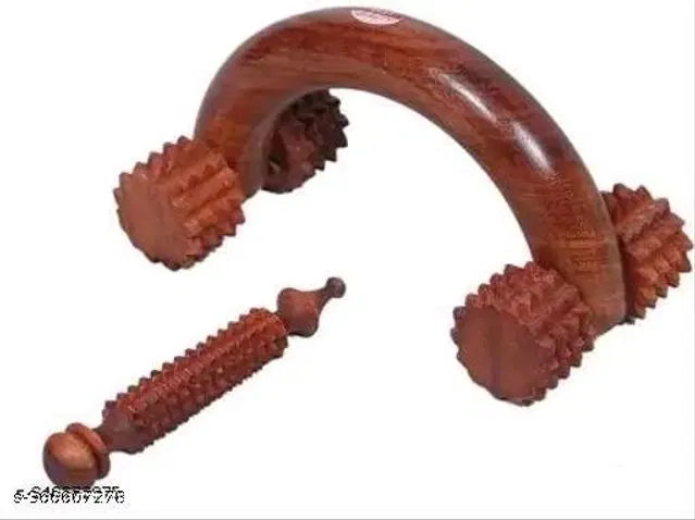 Wooden Body Massager Set, Brown, Set of 2