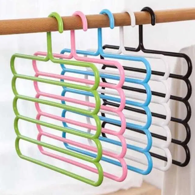 Craftal 5 Layer Plastic Cloth Hanger, Pack Of 5, Assorted