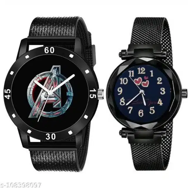 Couple Analog Watches, Set of 2 (Black)