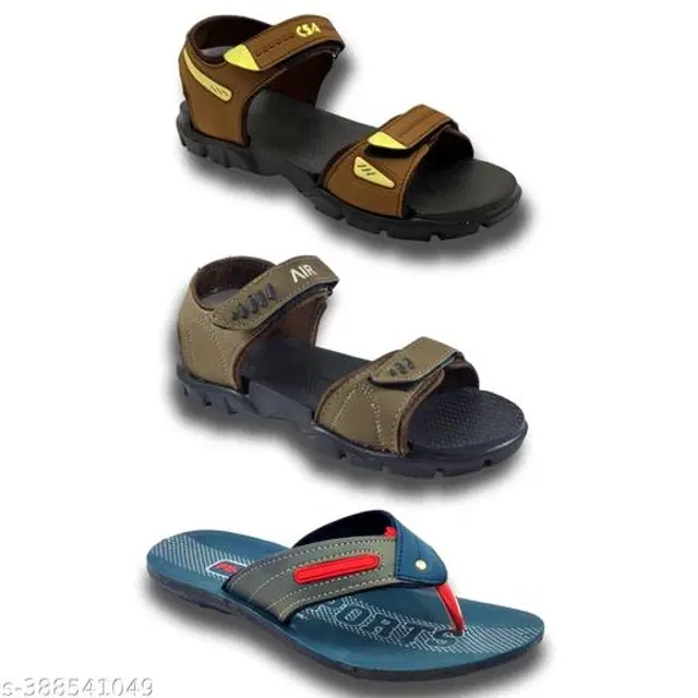 Sandals with Flipflop for Men, Pack of 3 (Multicolor, 6)