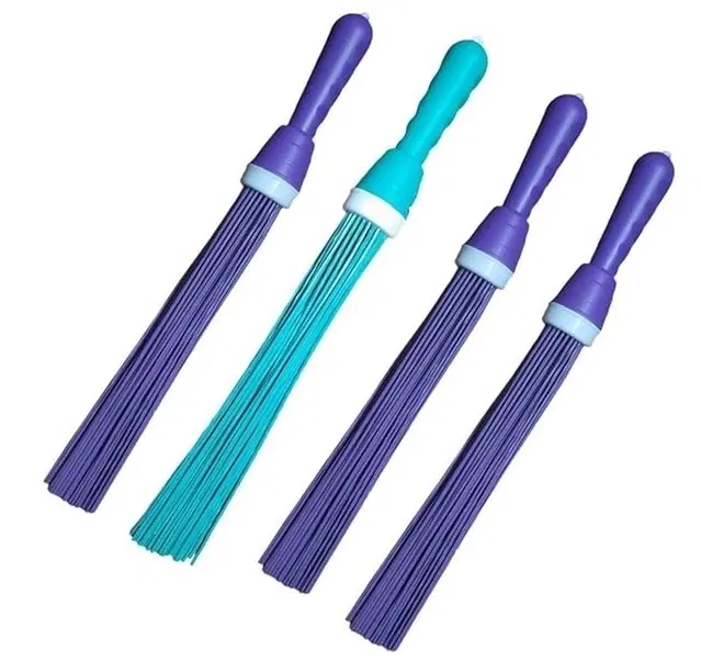 Plastic Brooms Bathroom & Home Floor Cleaning, Multicolor, Pack of 4