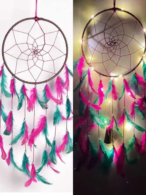 Feather Hanging Dream Catcher, Pack of 2, Multicolor, 49 cm, DU-085