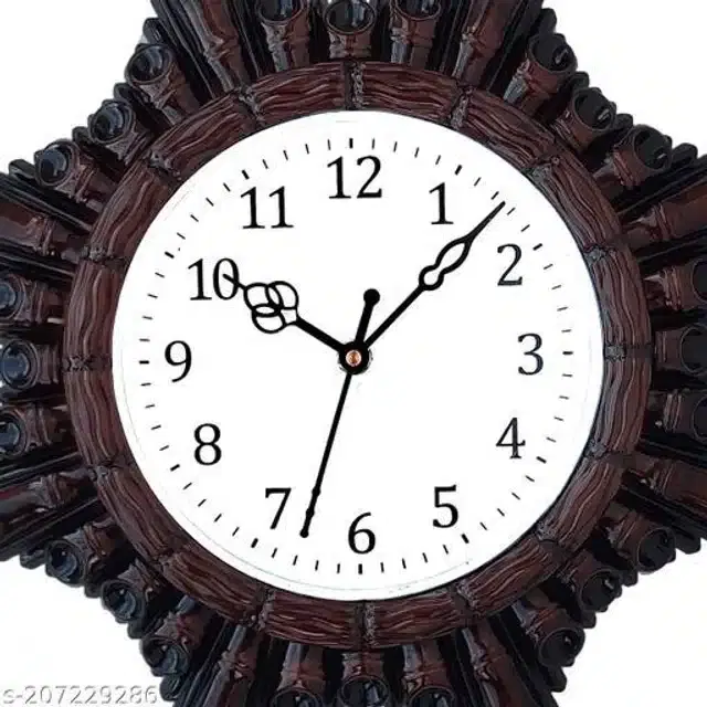 Analog Wall Clock, Brown, 28x28 cm
