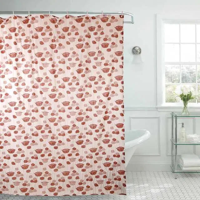 Waterproof Shower Curtain for Bathroom with 8 Hooks, Red, W-85