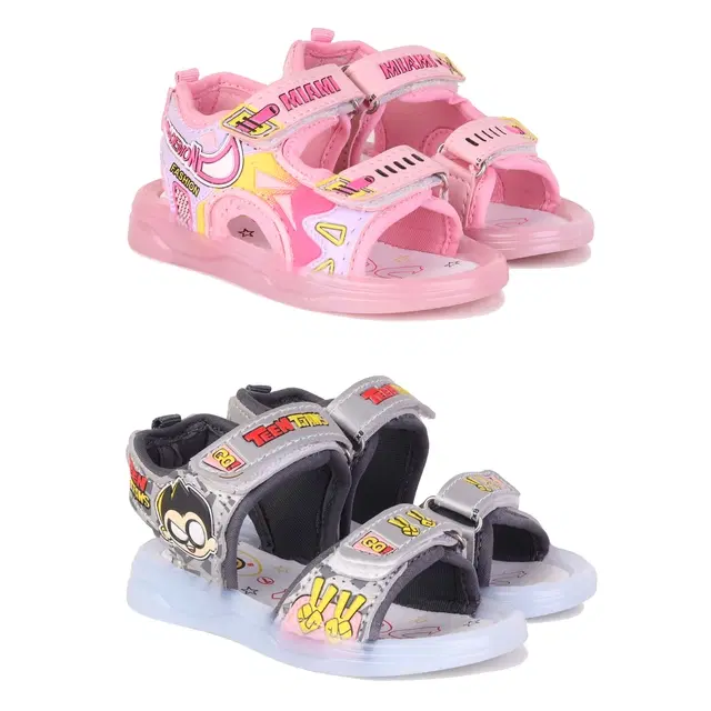 Sandals for Kids, Pack of 2 (Multicolor, 7 C)