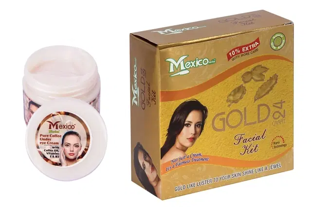 Maxico Herbs Gold Facial Kit with Coffee Under Eye Cream, Pack of 2