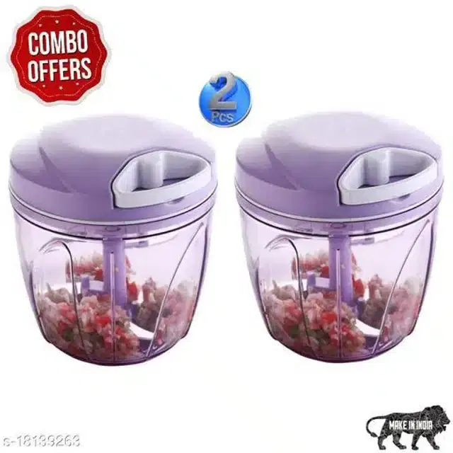 Manual Choppers for Kitchen, Purple, 900 ml, Pack of 2