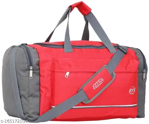 Fabric Duffel Bag, Red & Grey