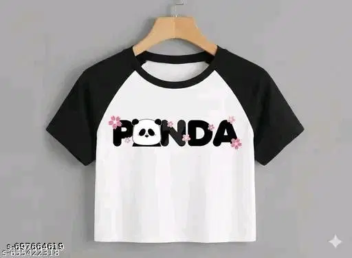 Cotton Blend Printed tops for Women, Black (XS)