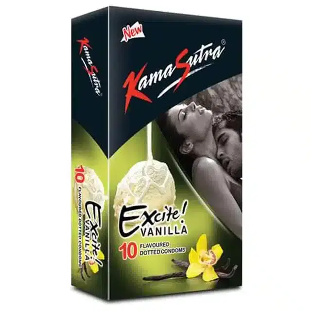 KamaSutra Excite Vanilla Flavoured Condoms for Men, Pack of 10
