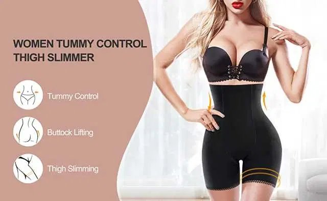 Women’s Cotton Lycra Tummy Control 4-in-1 Blended High Waist Tummy & Thigh Shapewear (S362)