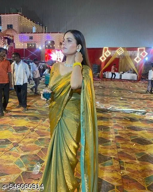 Chiffon Solid Saree For Women, Brown