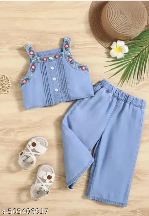 Hosiery Cotton Printed Clothing Set for Kids, Blue (0-3 Months)