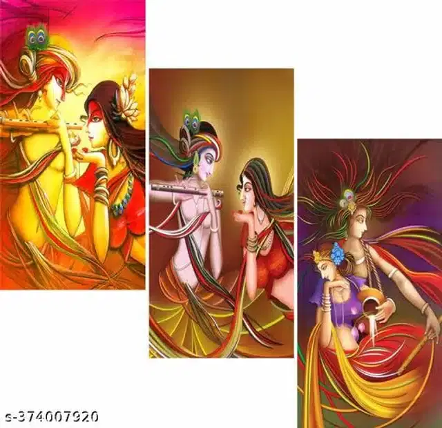 Wooden UV Coated Digital Painitings, Multicolor, 12x18 inches, Pack of 3