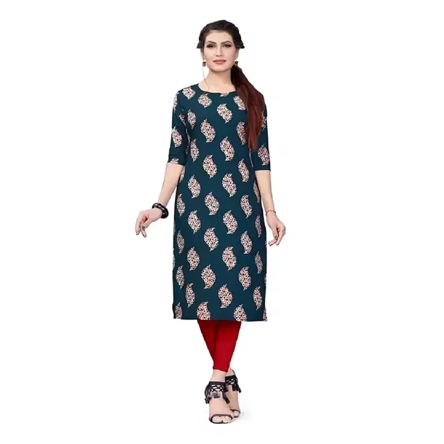 Block Print Kurti for Women, Teal (M)