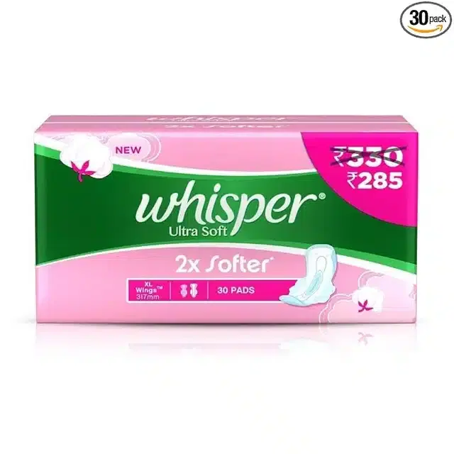 Whisper Ultra Soft Sanitary Pads Extra Large + 30Units