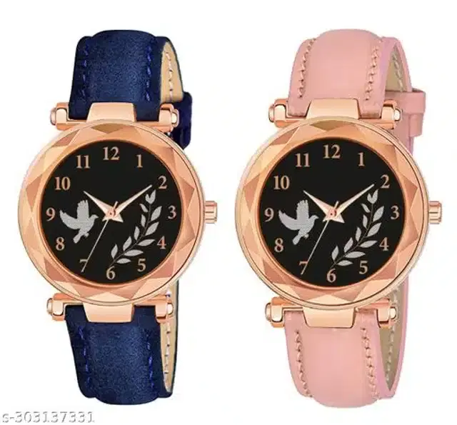 Analog Watch for Women, Pack of 2 (Multicolor)