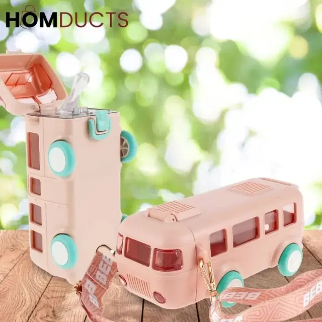 Plastic Bus Shape Sipper Bottle for Kids, Multicolor (1000 ml)