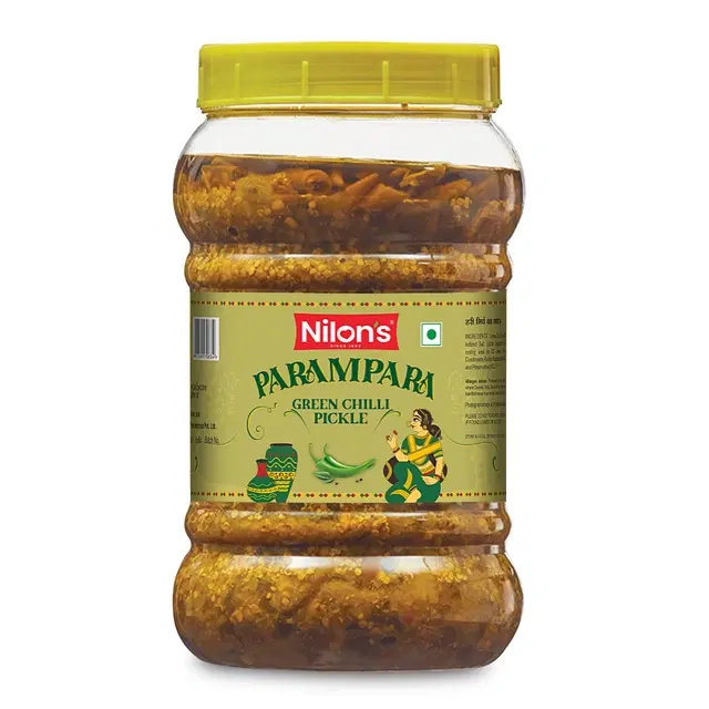 Nilon's Parampara Green Chilli Pickle 1 Kg (Jar)