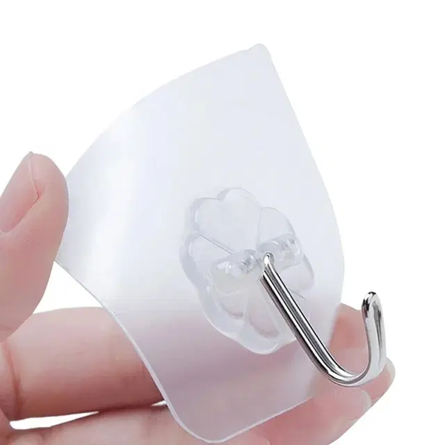 Plastic Wall Hooks, Transparent (Pack of 20)