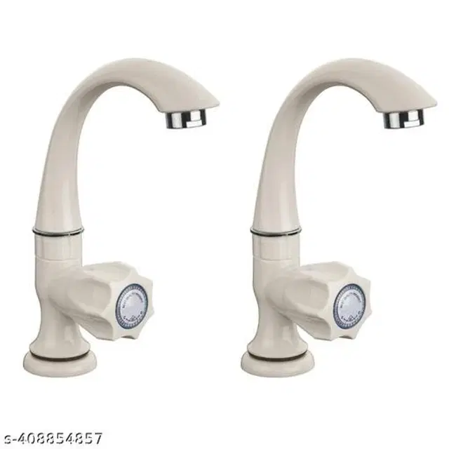 Plastic Swan Neck Tap, Cream, Pack of 2