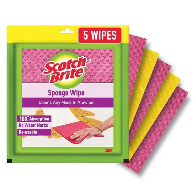 Scotch-Brite Sponge Wipes- Reusable, Kitchen And House Cleaning, Pack Of 5