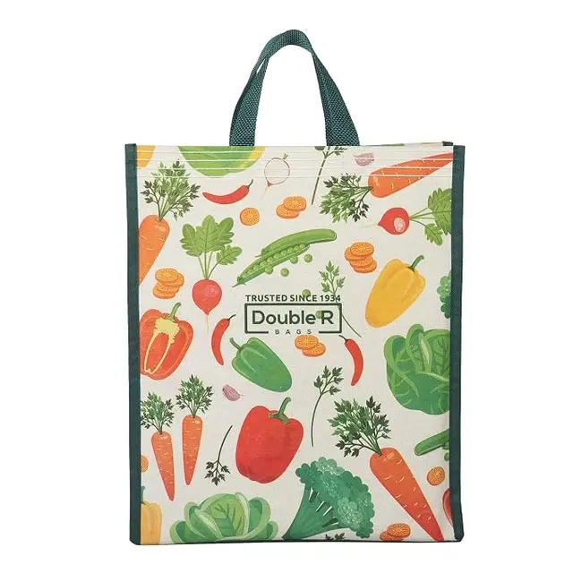 TerraHome x Double-R Eco-Friendly, Reusable & Multi-Purpose Cotton Canvas Bag With Reinforced Handles For Kitchen Essentials Grocery, Fruits And Vegetables