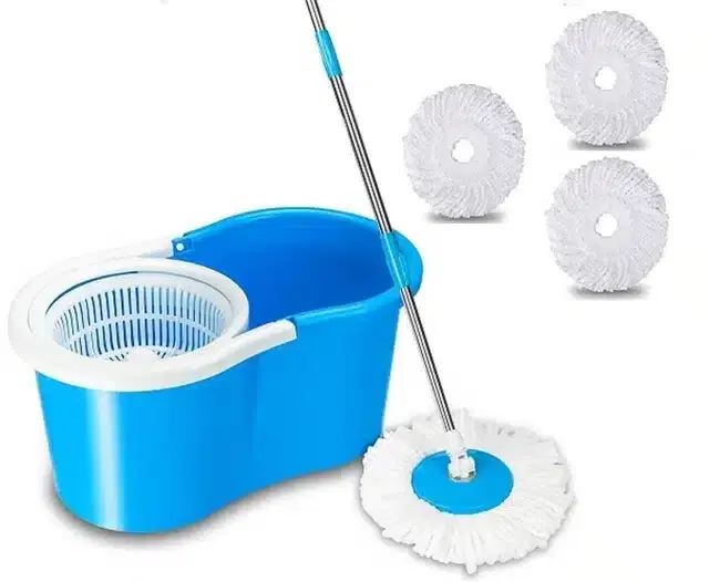 Dry Bucket Mop with 3 Refills Set, Set of 1, Multicolor