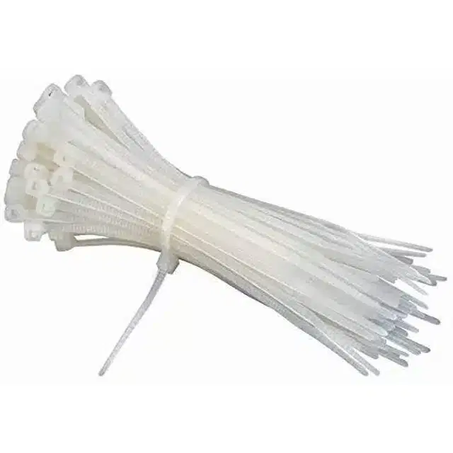 Nylon Cable Ties, White, Pack of 400