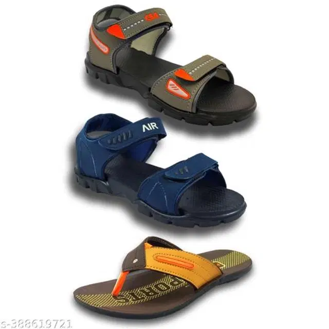 Sandals with Flipflop for Men, Pack of 3 (Multicolor, 6)