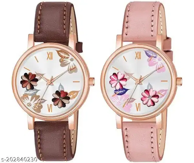 Analog Watch for Women, Pack of 2 (Multicolor)
