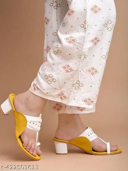 Shoetopia Yellow Open Toe Heel Sandals (IND-5)