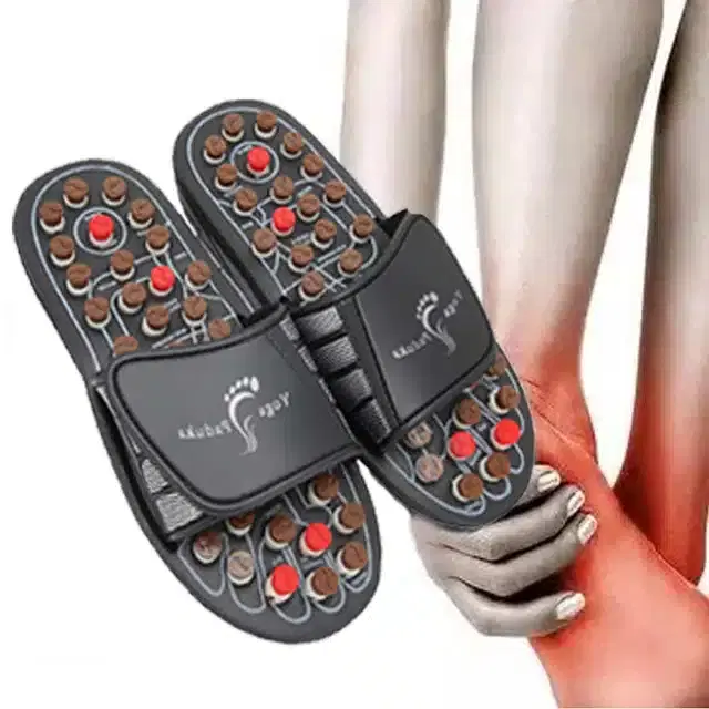 Rubber Acupressure Slipper for Women, Brown, 9
