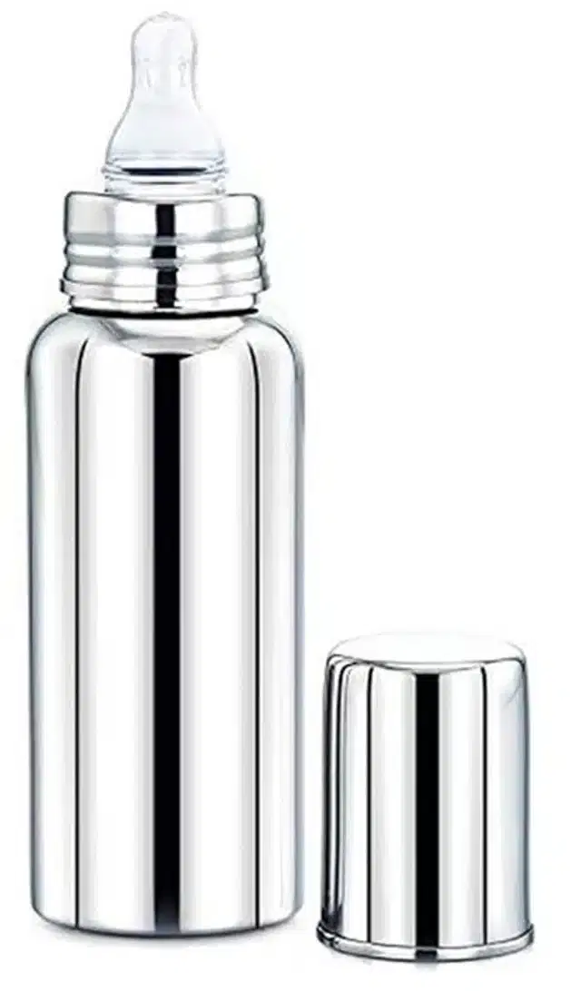 Stainless Steel Feeding Bottle for Kids, Silver, 250 ml