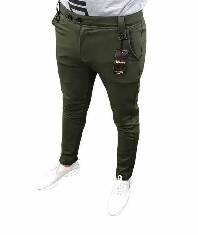 Polyblend Trousers for Men (Olive, 34)